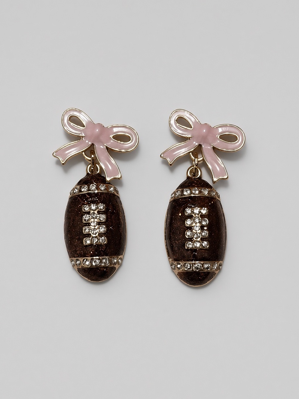 Football bow dangle earrings